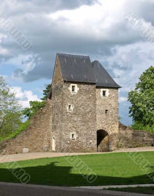 French abbey ruins on the sun
