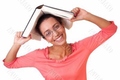student with thick book