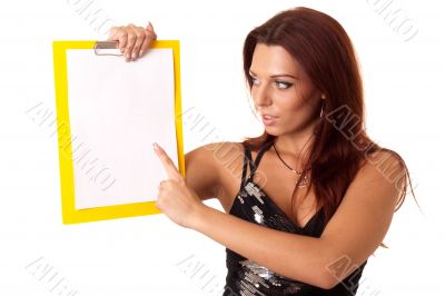 beautiful girl with blank paper