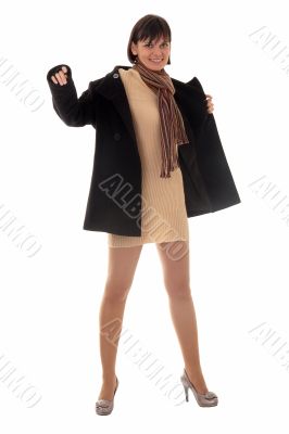 young woman in topcoat