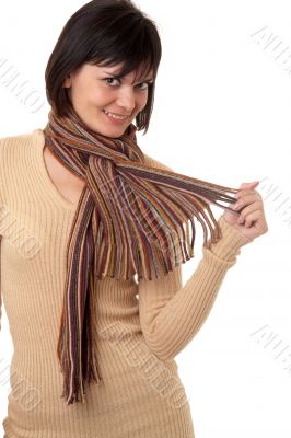 young woman with scarf