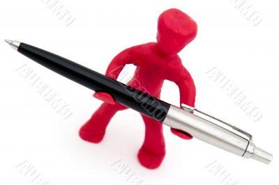 Abstract little man with a pen