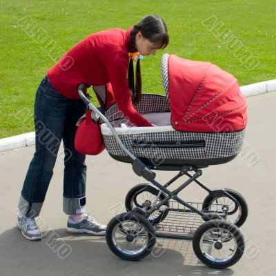 Woman with baby carriage