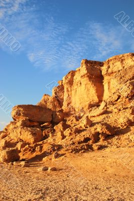 African landscape rock formations in a sand desert