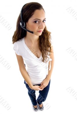 attractive female wearing headphone