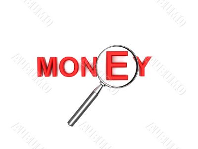 money text with lens