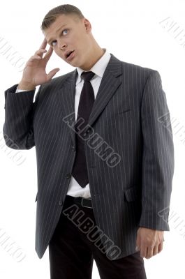 manager in tension looking upward