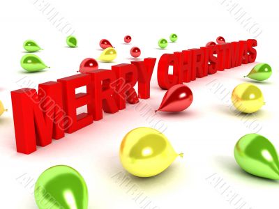 merry christmas text and balloons
