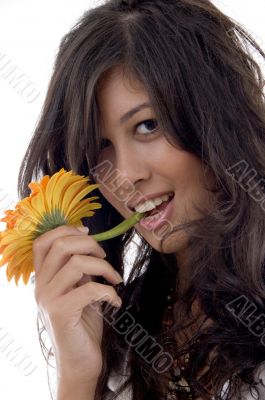 lovely female with gerbera