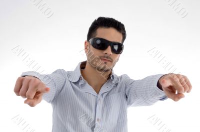 pointing male with sunglasses