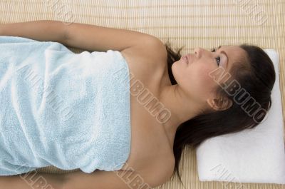 young woman in relaxation pose