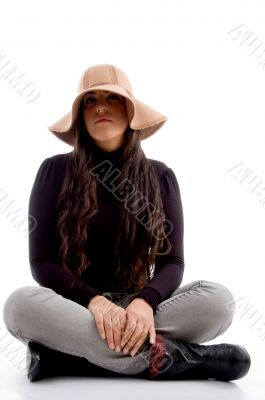sitting female looking at camera