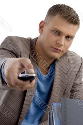 young man with remote control