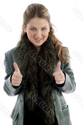 young smiling female with thumbs up