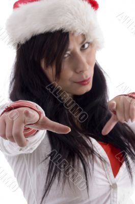 attractive woman  wearing christmas hat