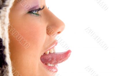pretty girl teasing someone with tongue