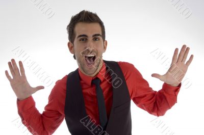 happy shouting young male