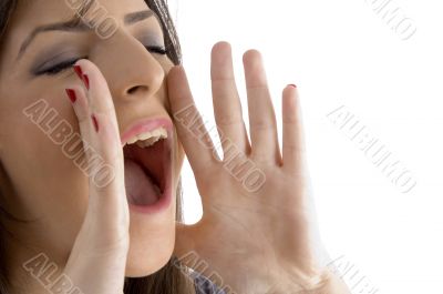 beautiful female shouting