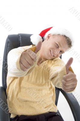 man showing both thumbs up