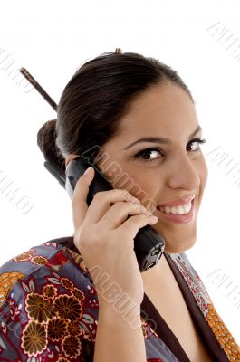 female talking on mobile