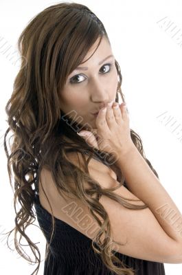 woman giving you flying kiss