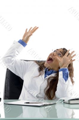 shouting doctor looking upward