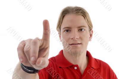 man pointing with finger