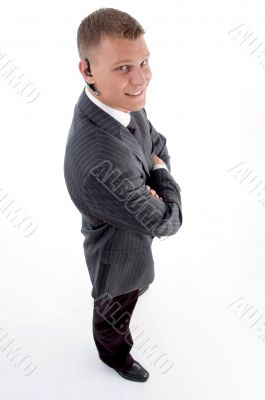aerial view of young businessman