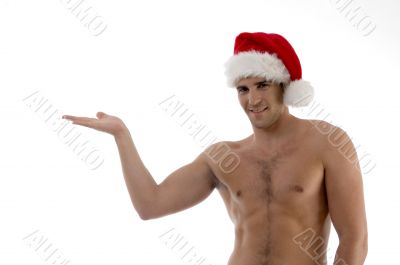 young guy posing in christmas hat