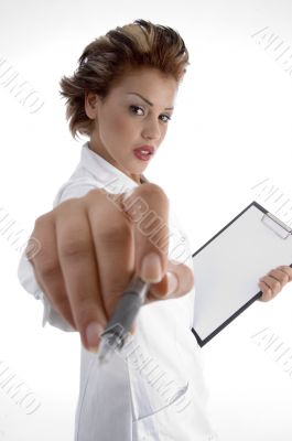 doctor with writing board