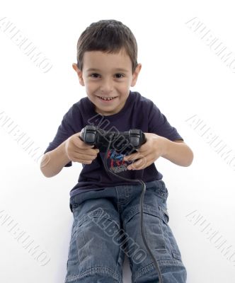 young boy playing video game