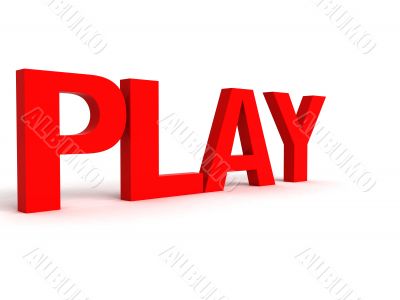 three dimensional side view of play word