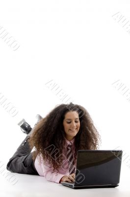 attractive young executive busy with laptop