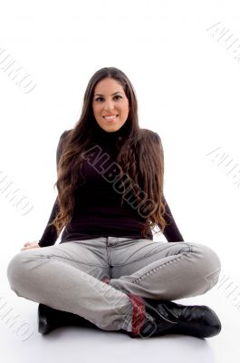 sitting female looking at camera