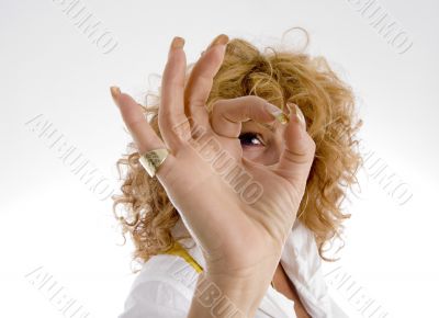 woman showing ok sign