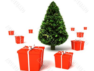 christmas tree with gifts
