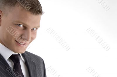 close up of handsome young man looking at camera