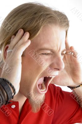 close up of male shouting loudly