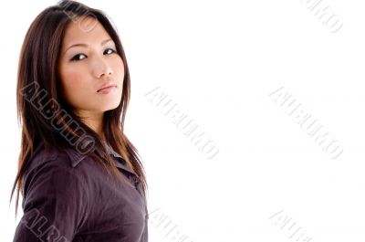 side view of young woman