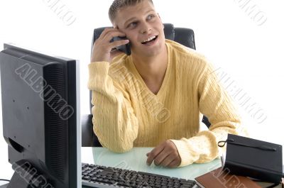 professional talking on mobile