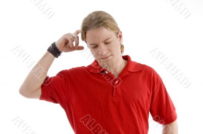 handsome young guy thinking hard