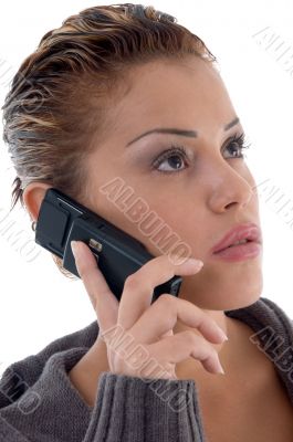 beautiful woman busy on phone