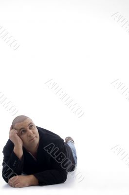 thinking professional man looking upwards
