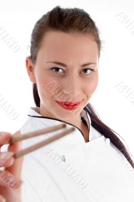 smart chef showing chopsticks
