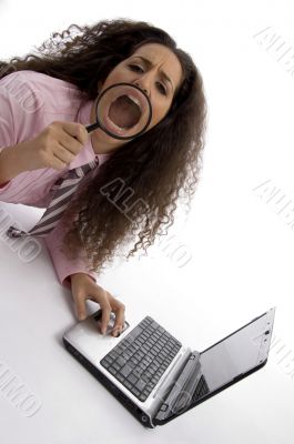 smart young businesswoman with laptop