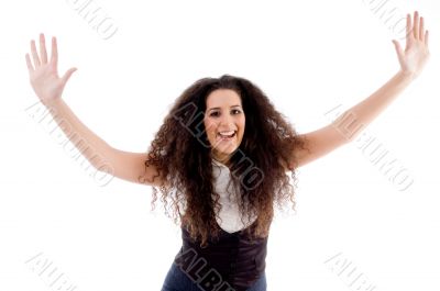 smiling woman doing dance