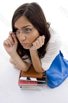 pretty female with her school bag