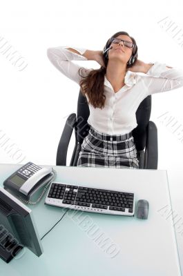 woman taking rest during work