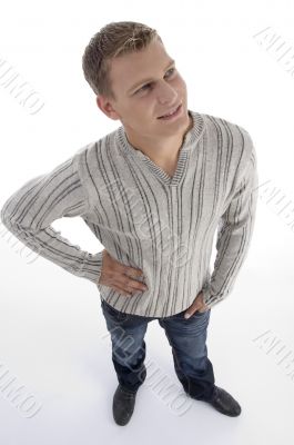 high angle view of standing man