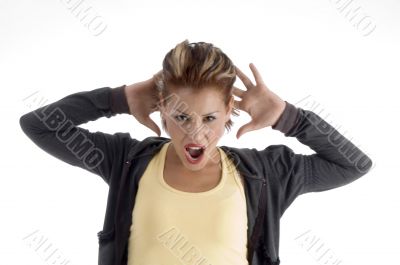 shouting young woman